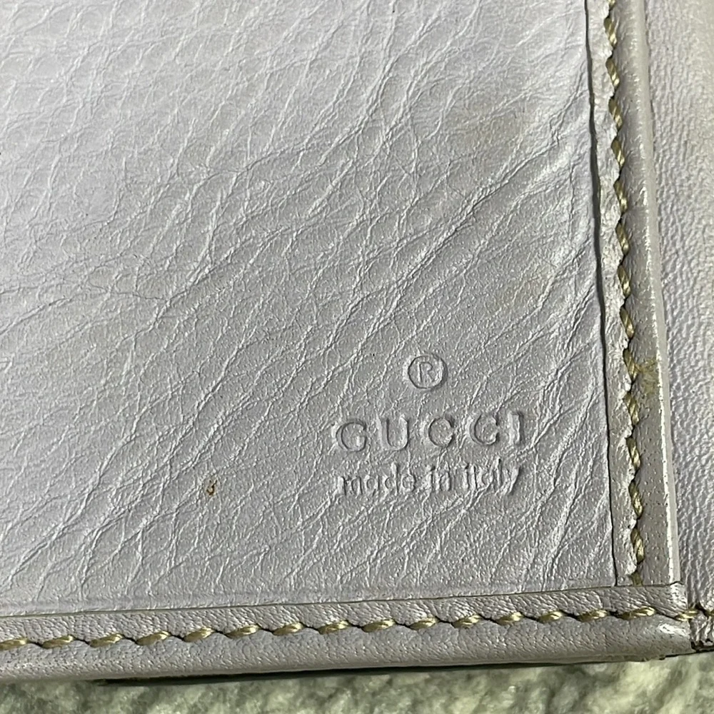 Gucci Monogram GG Long Wallet Double Sided Tan Lilac Heart Clasp